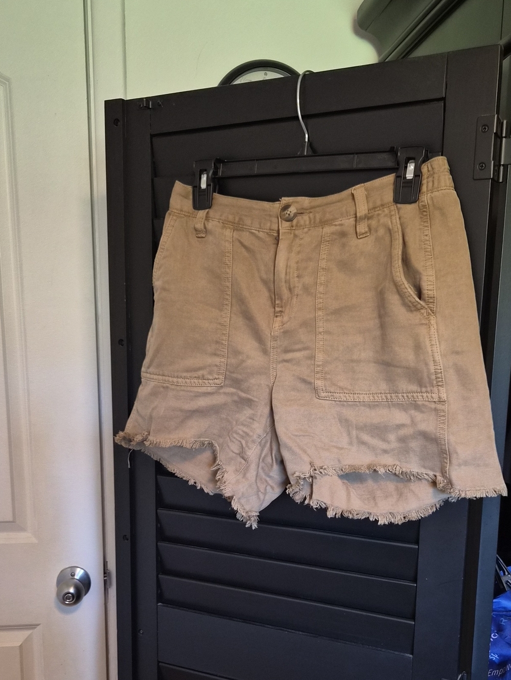 aerie Frayed Hem High-Rise Jean Shorts - Tan